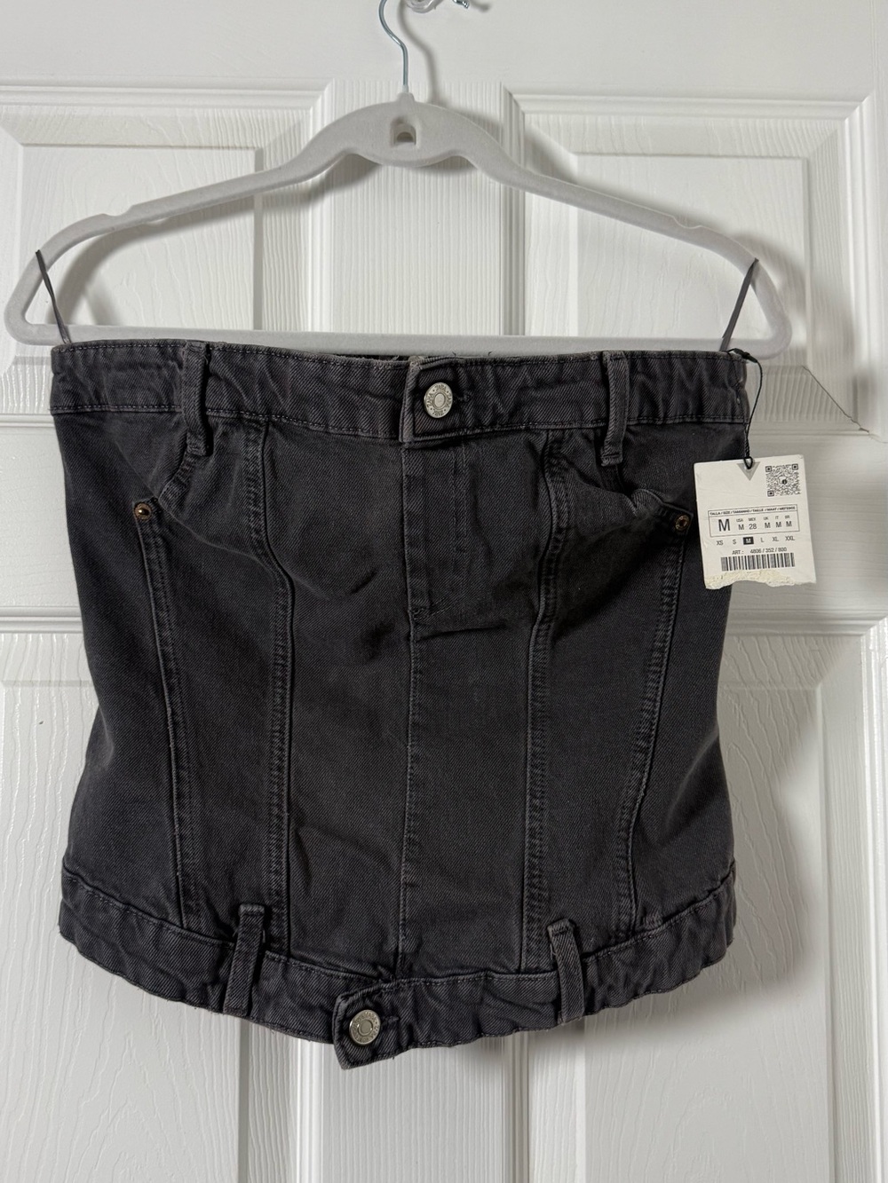 Zara Black Denim Strapless Tube Top